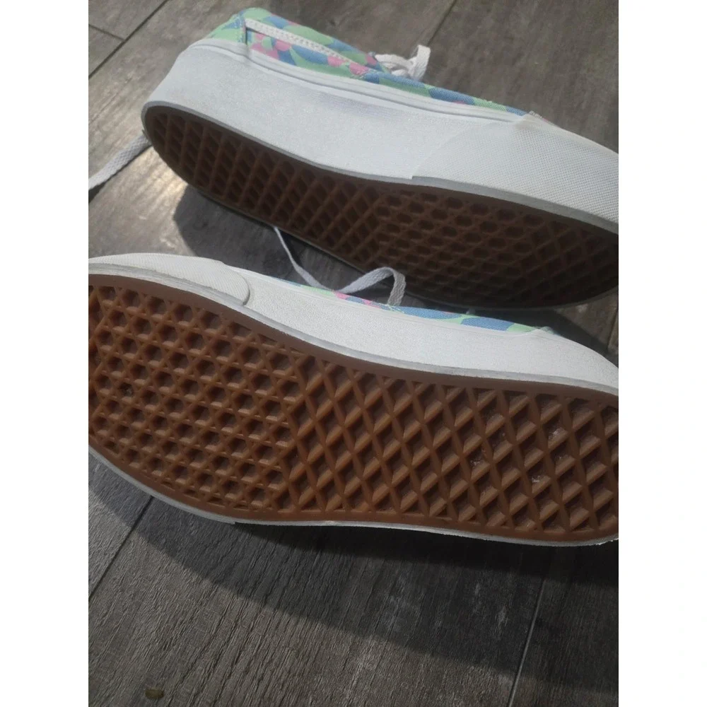 VANS Old Skool Stackform Women's Blue Green Floral Retro Platform Sneakers Sz7.5